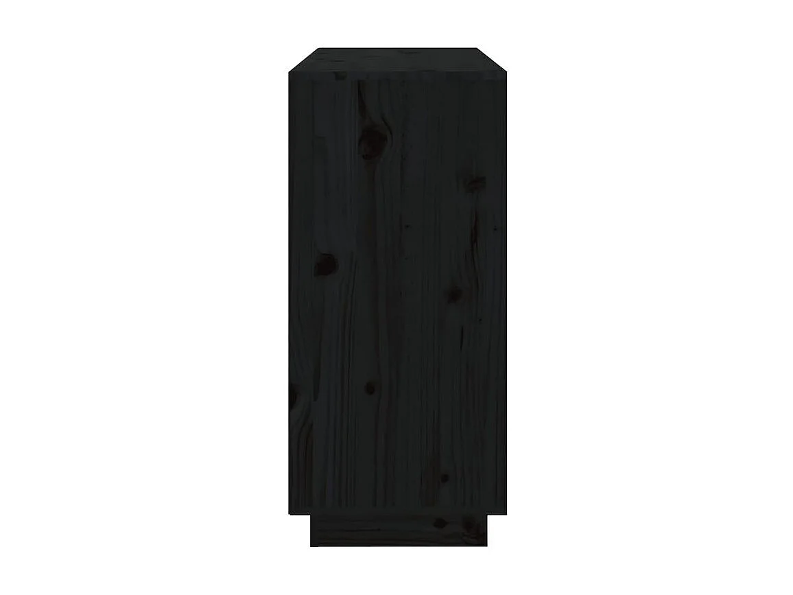 Petit buffet 2 portes 2 tiroirs en bois massif de pin Romane – Style classique et fonctionnel-Couleur Noir