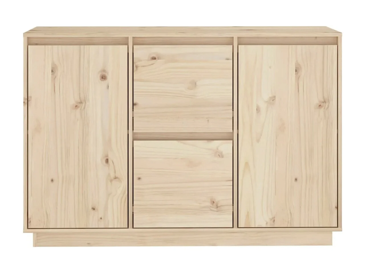 Petit buffet 2 portes 2 tiroirs en bois massif de pin Romane – Style classique et fonctionnel-Couleur Noir
