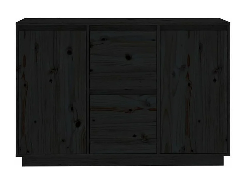 Petit buffet 2 portes 2 tiroirs en bois massif de pin Romane – Style classique et fonctionnel-Couleur Noir