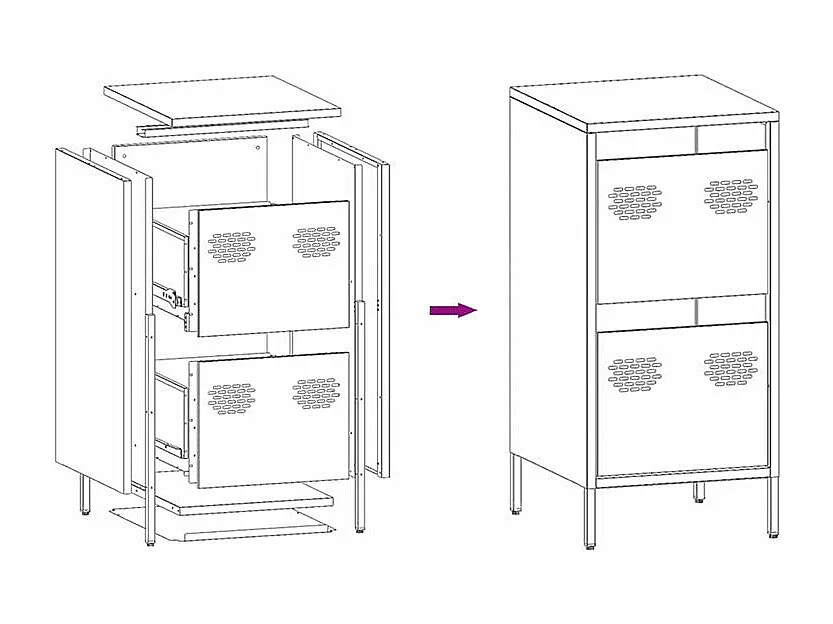 Buffet noir 35x39x73,5 acier laminé à froid
