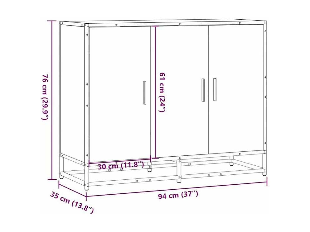 Buffet chêne fumé 94x35x76 bois d'ingénierie