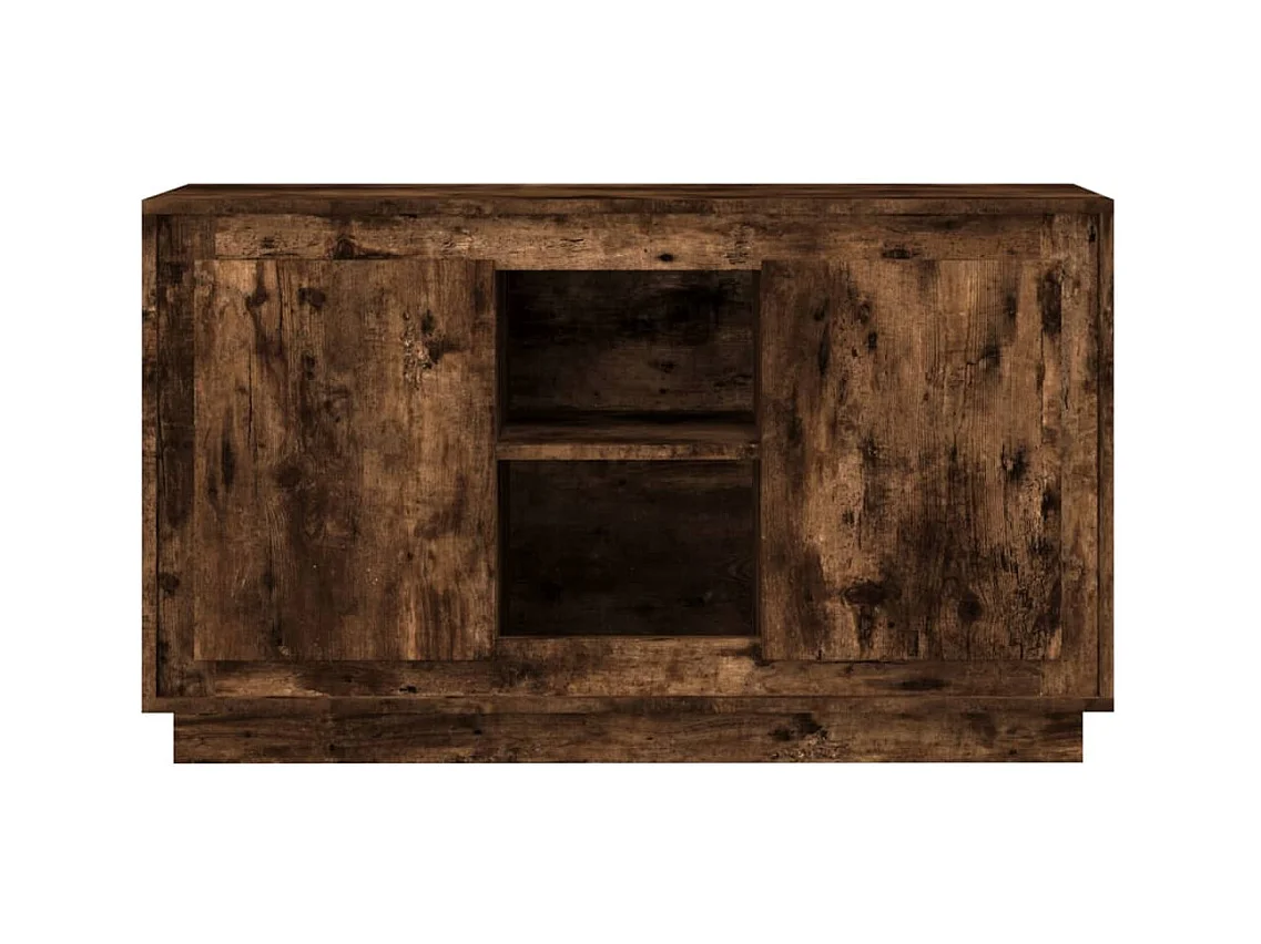 Petit buffet 2 portes 1 étagère extérieure 102cm – Modèle Novila-Couleur Marron fumé