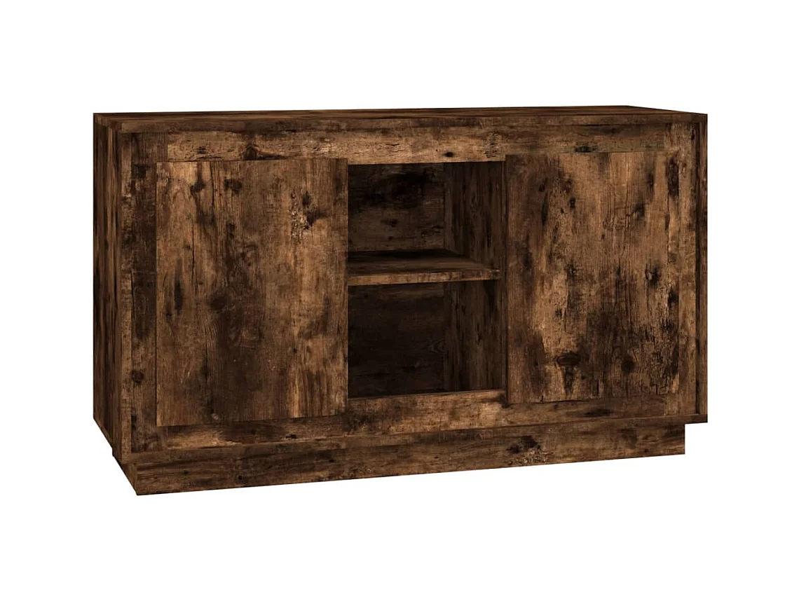 Petit buffet 2 portes 1 étagère extérieure 102cm – Modèle Novila-Couleur Marron fumé