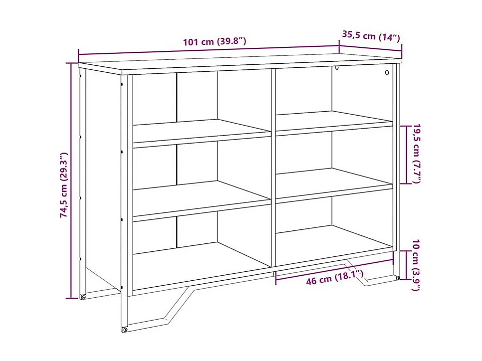 Buffet chêne fumé 101x35,5x74,5 bois d'ingénierie