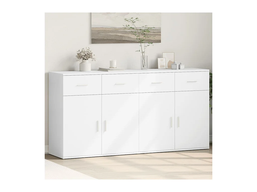 Buffets 2 pcs blanc 79x38x80 bois d’ingénierie