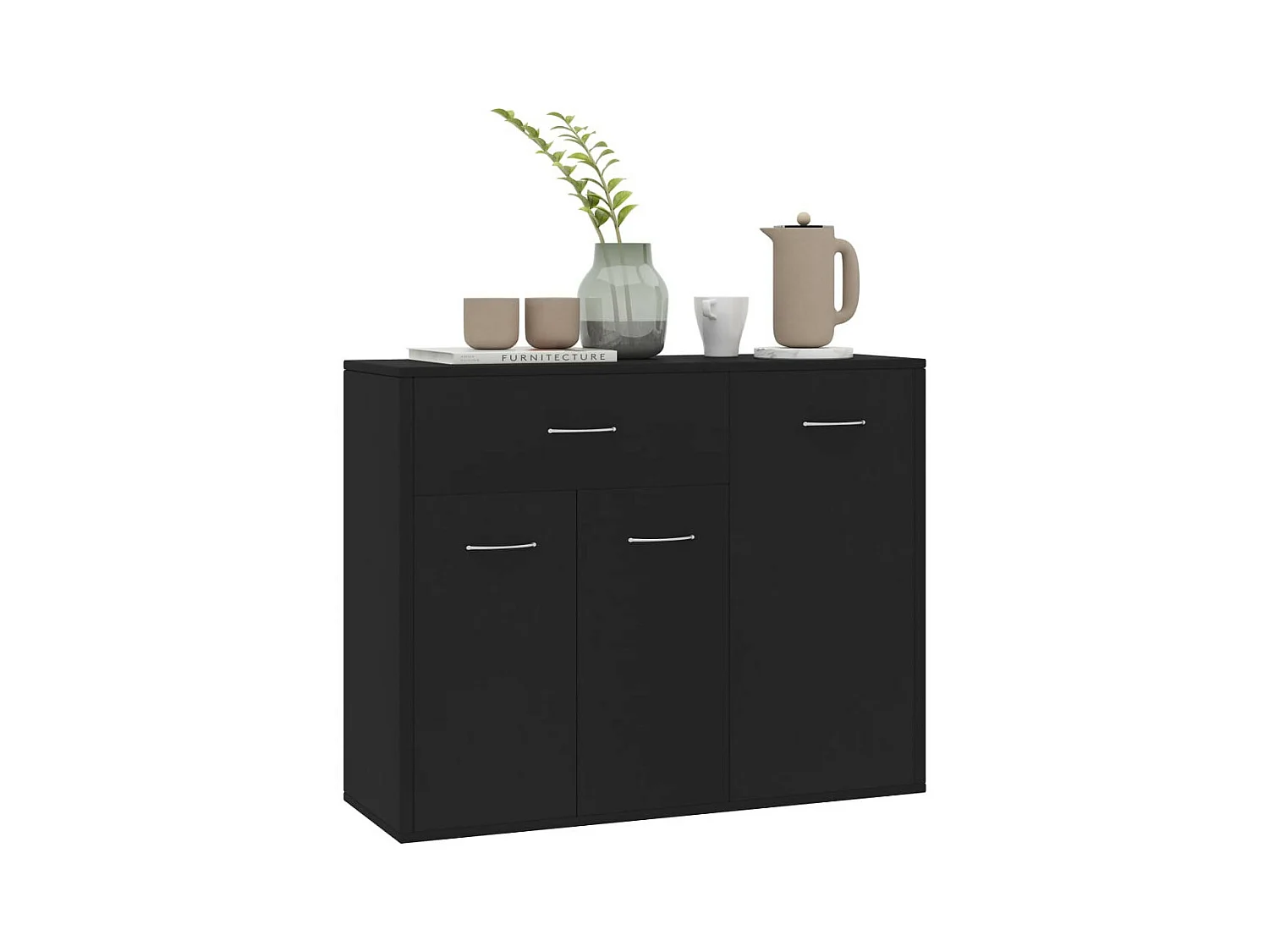 Petit buffet 3 portes et 1 tiroir Homa L 88cm - Gamme intemporelle-Couleur Noir
