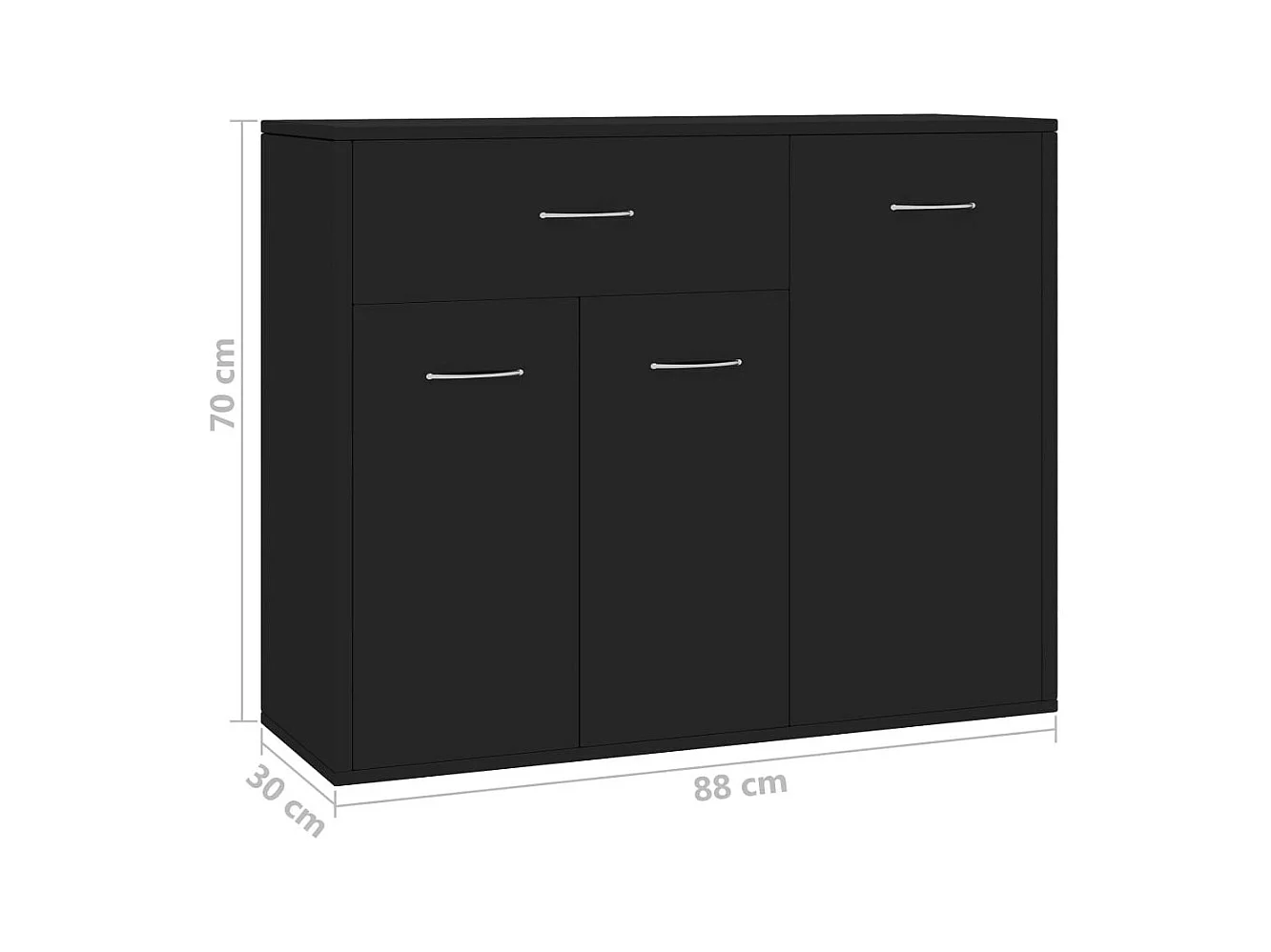 Petit buffet 3 portes et 1 tiroir Homa L 88cm - Gamme intemporelle-Couleur Noir
