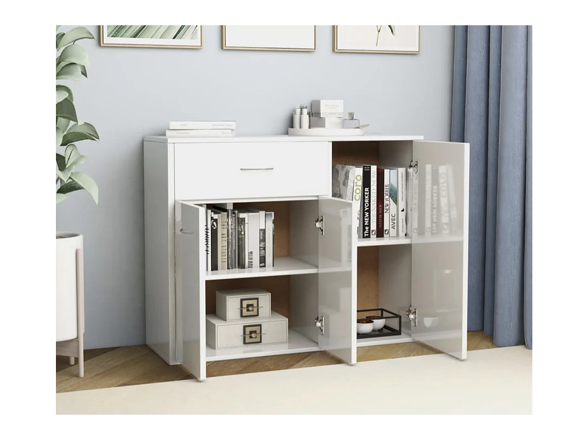 Petit buffet 3 portes et 1 tiroir Homa L 88cm - Gamme intemporelle-Couleur Noir