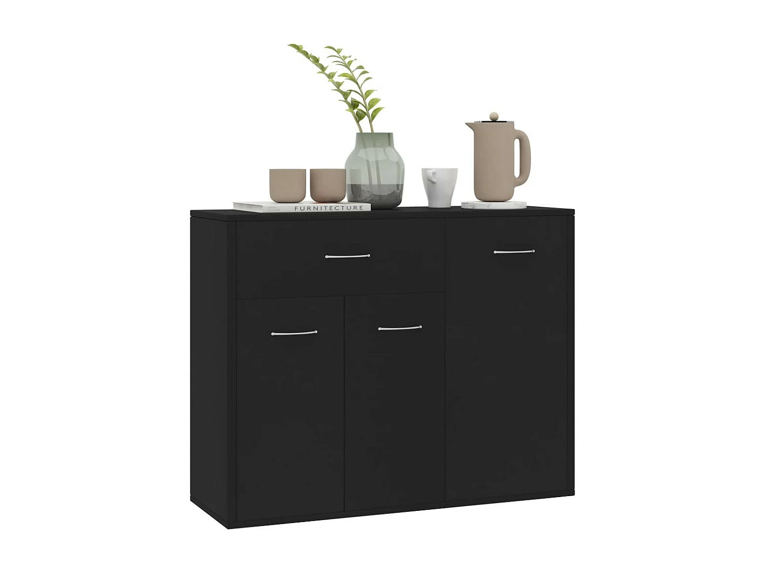 Petit buffet 3 portes et 1 tiroir Homa L 88cm - Gamme intemporelle-Couleur Noir