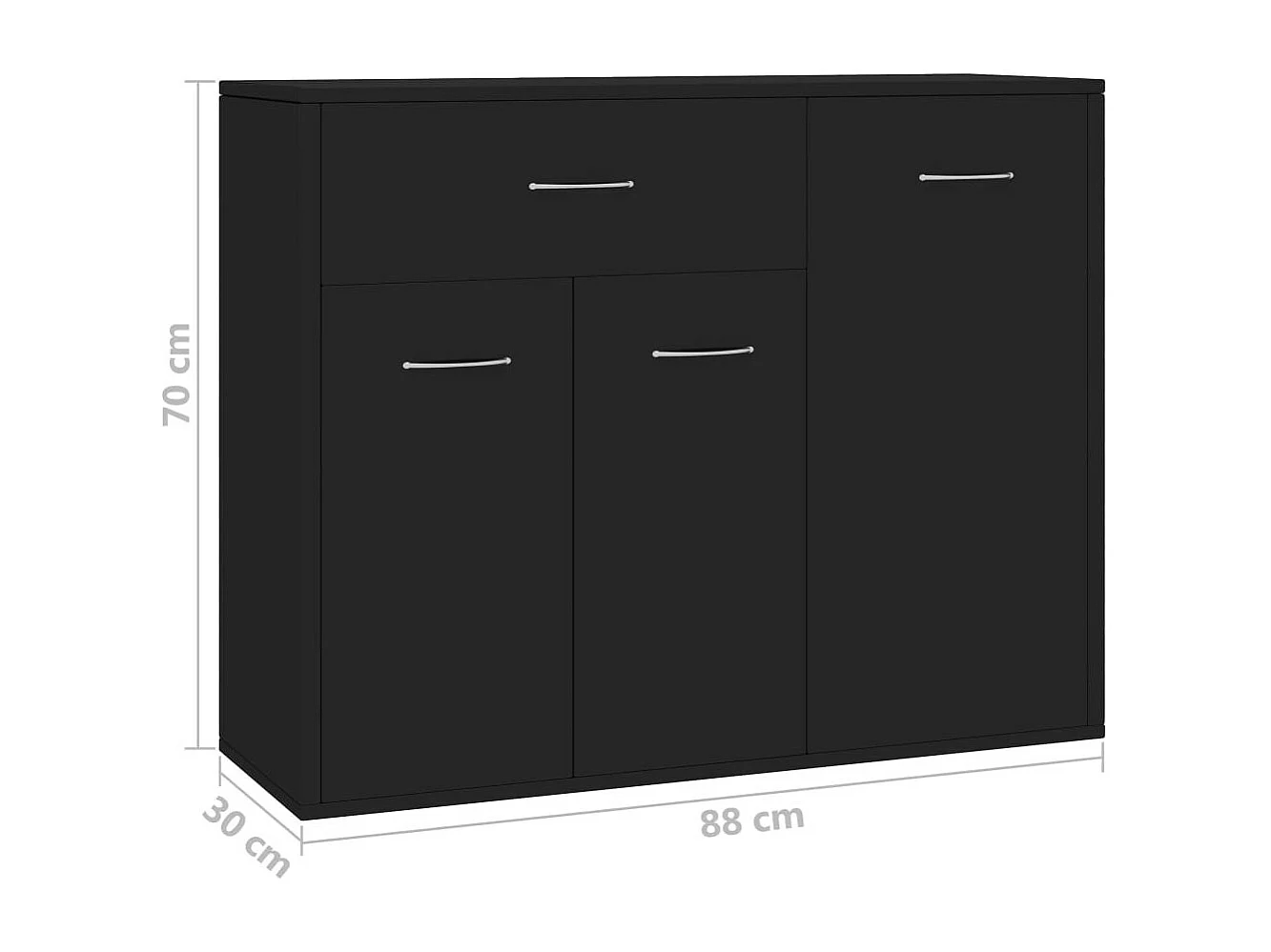 Petit buffet 3 portes et 1 tiroir Homa L 88cm - Gamme intemporelle-Couleur Noir