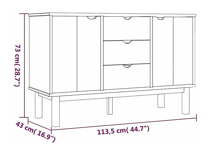 Buffet OTTA 113,5x43x73 Bois massif de pin