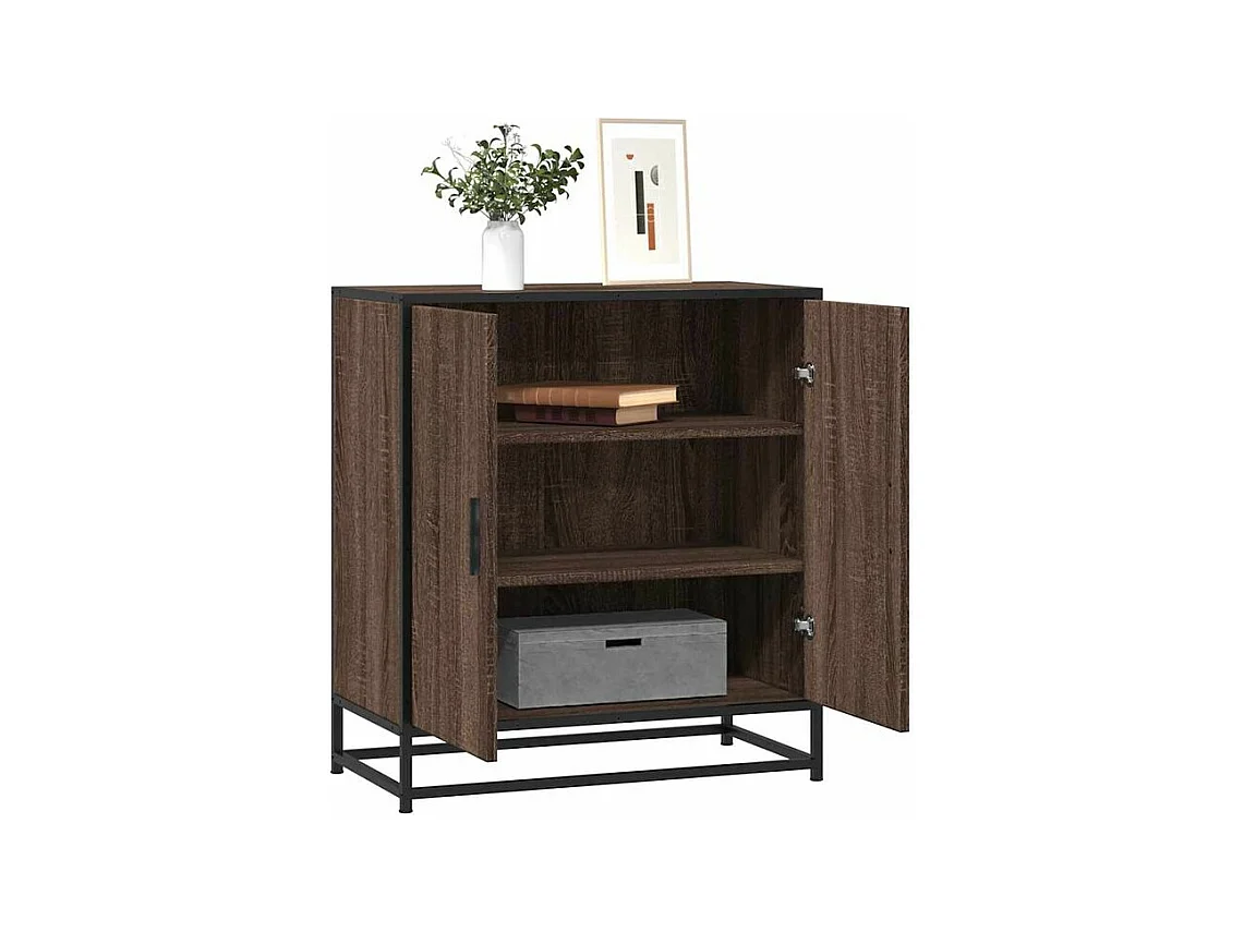 Buffet chêne marron 68x35x76 bois d'ingénierie et métal