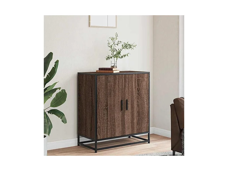 Buffet chêne marron 68x35x76 bois d'ingénierie et métal