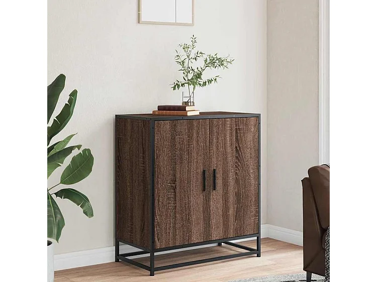 Buffet chêne marron 68x35x76 bois d'ingénierie et métal