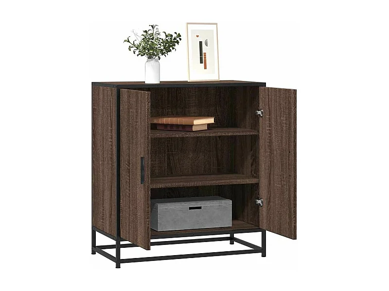 Buffet chêne marron 68x35x76 bois d'ingénierie et métal