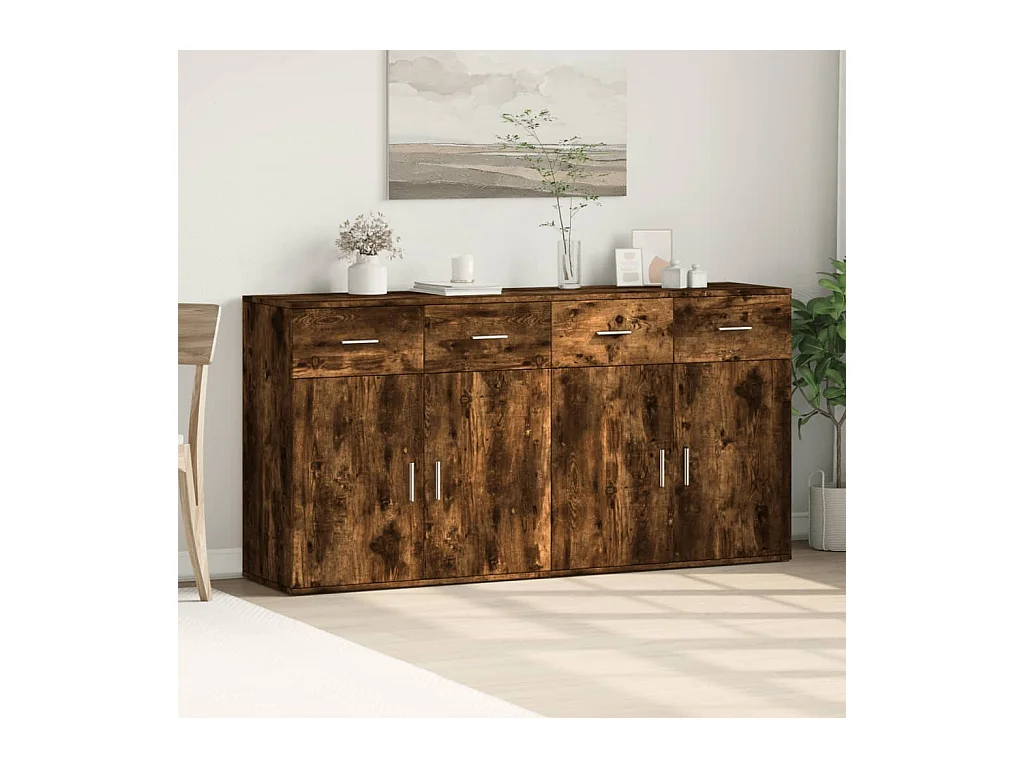 Buffets 2 pcs chêne fumé 79x38x80 bois d'ingénierie