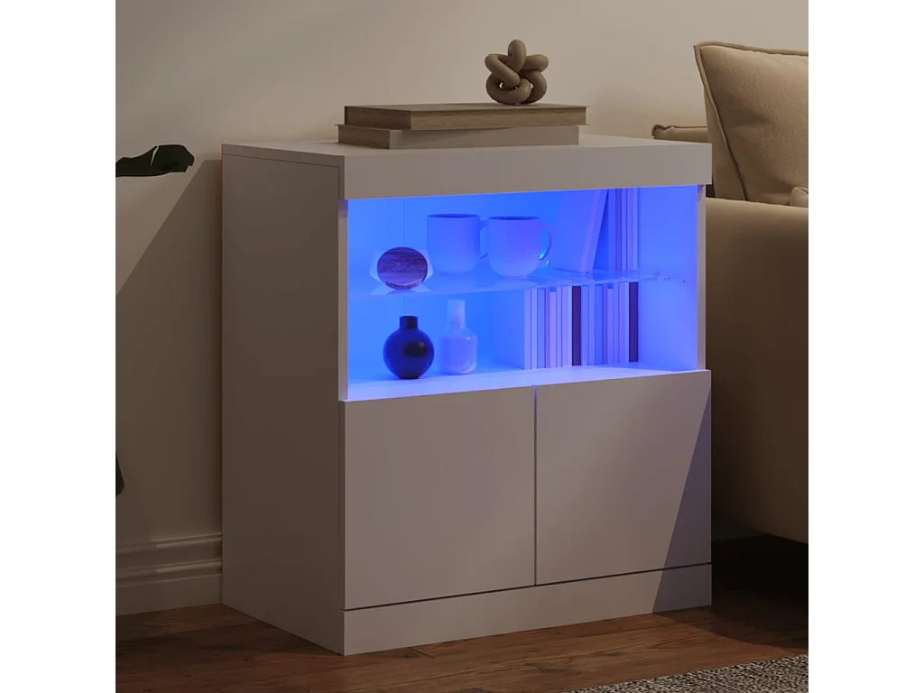 Buffet avec lumières LED blanc 60x37x67