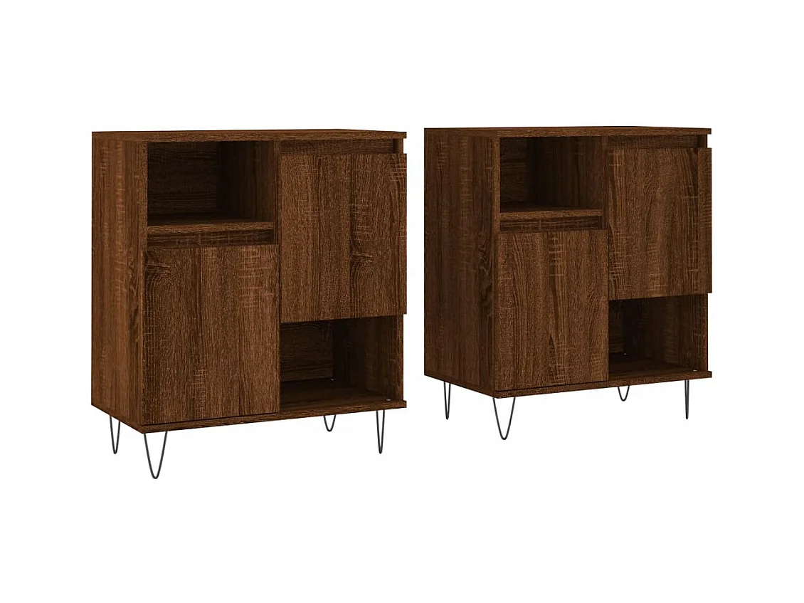 Buffets 2 pcs chêne marron bois d'ingénierie