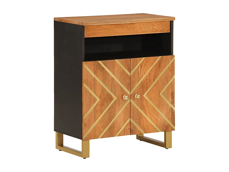 Armoire latérale marron et noir 60x33,5x75 bois de manguier