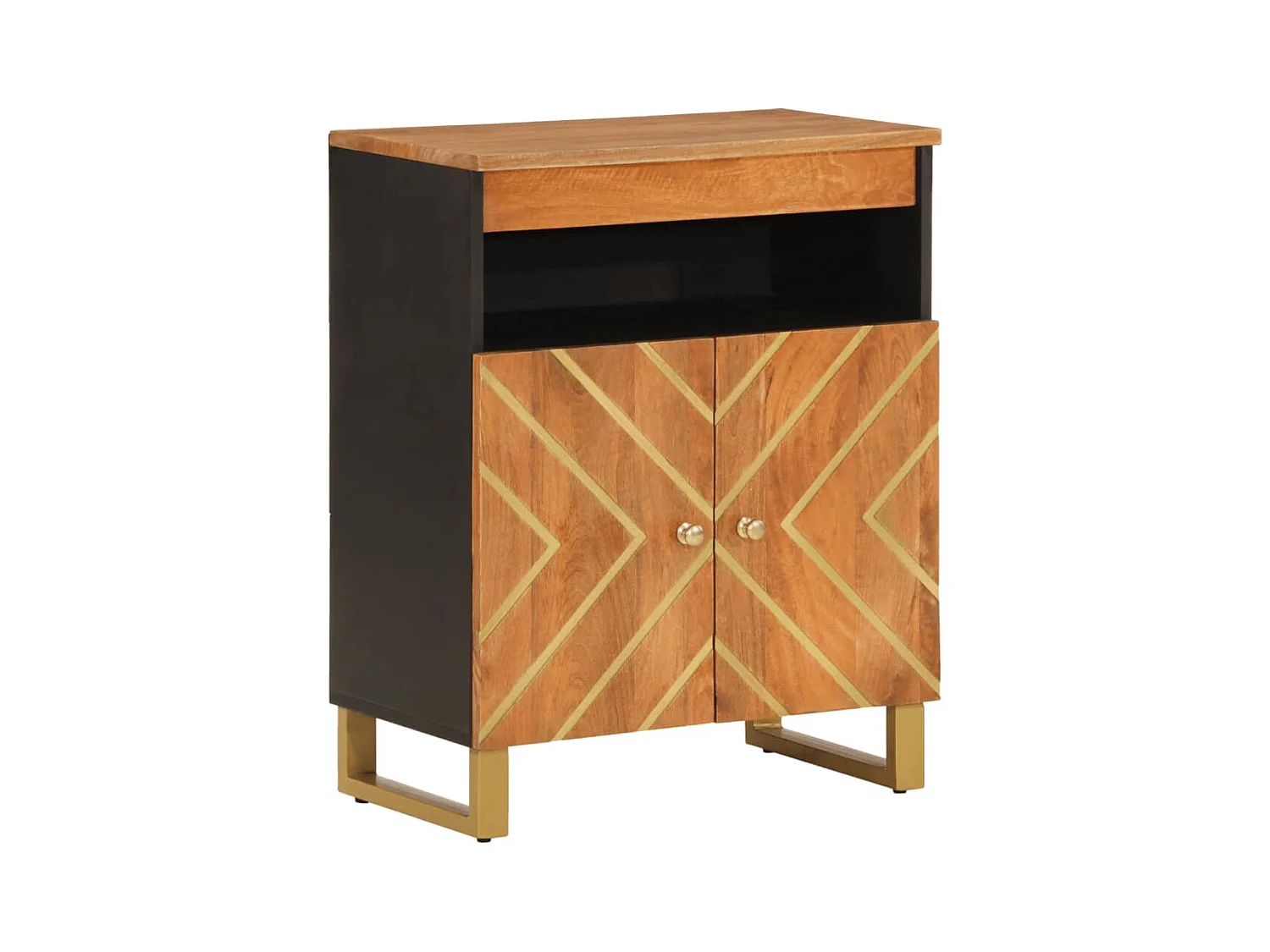 Armoire latérale marron et noir 60x33,5x75 bois de manguier