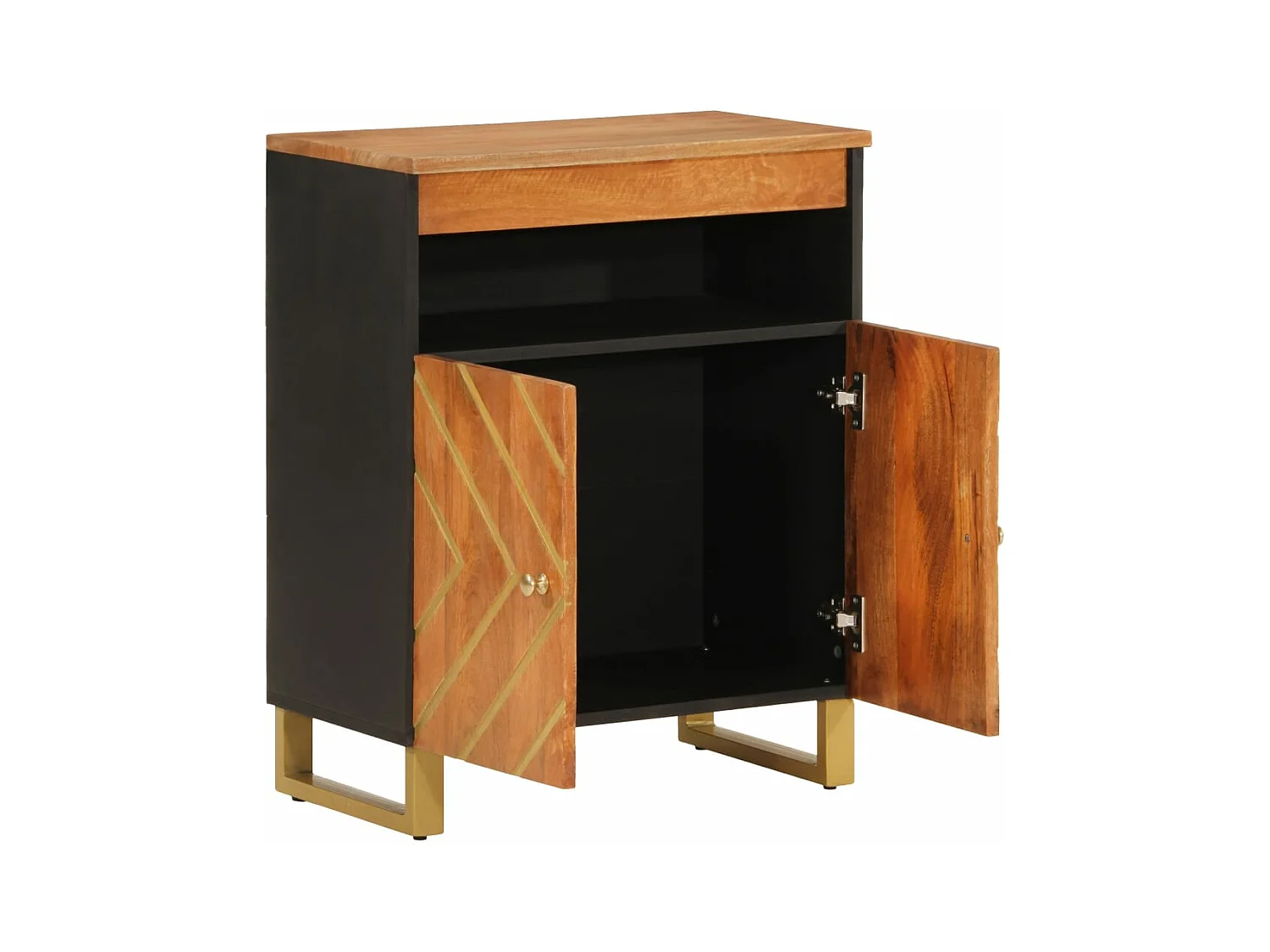 Armoire latérale marron et noir 60x33,5x75 bois de manguier