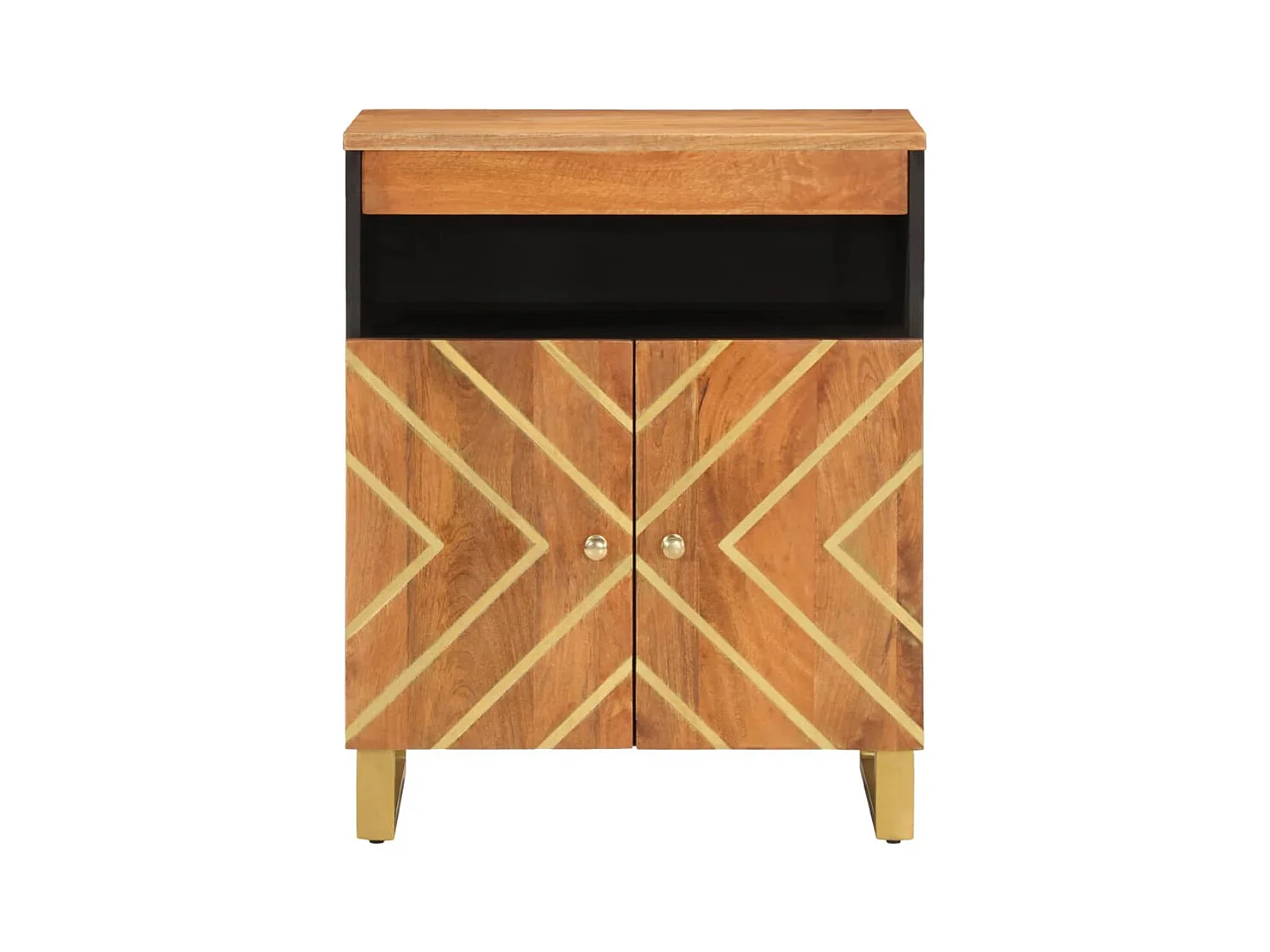 Armoire latérale marron et noir 60x33,5x75 bois de manguier