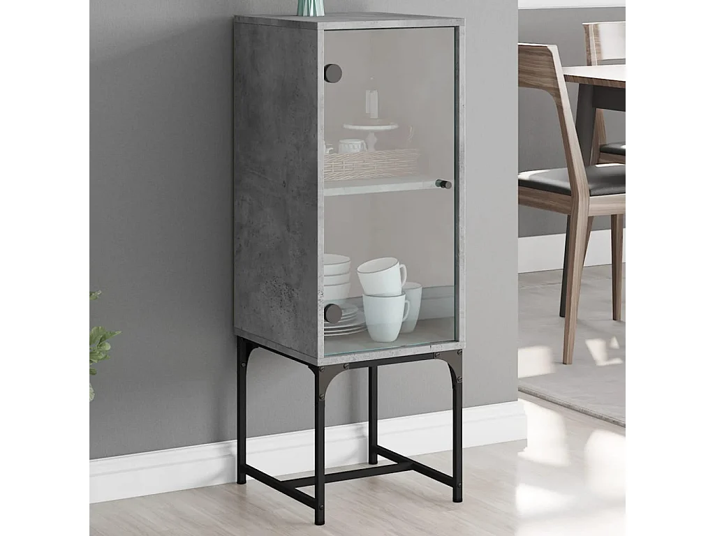 Armoire latérale avec porte en verre gris béton 35x37x100