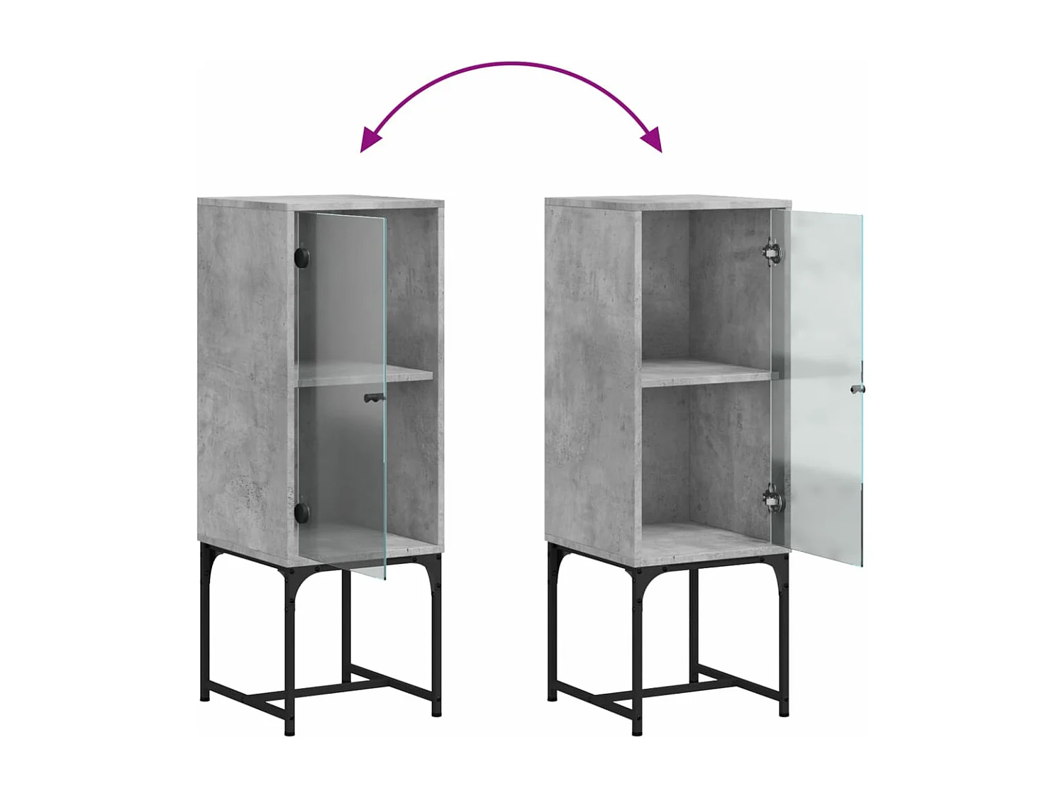 Armoire latérale avec porte en verre gris béton 35x37x100