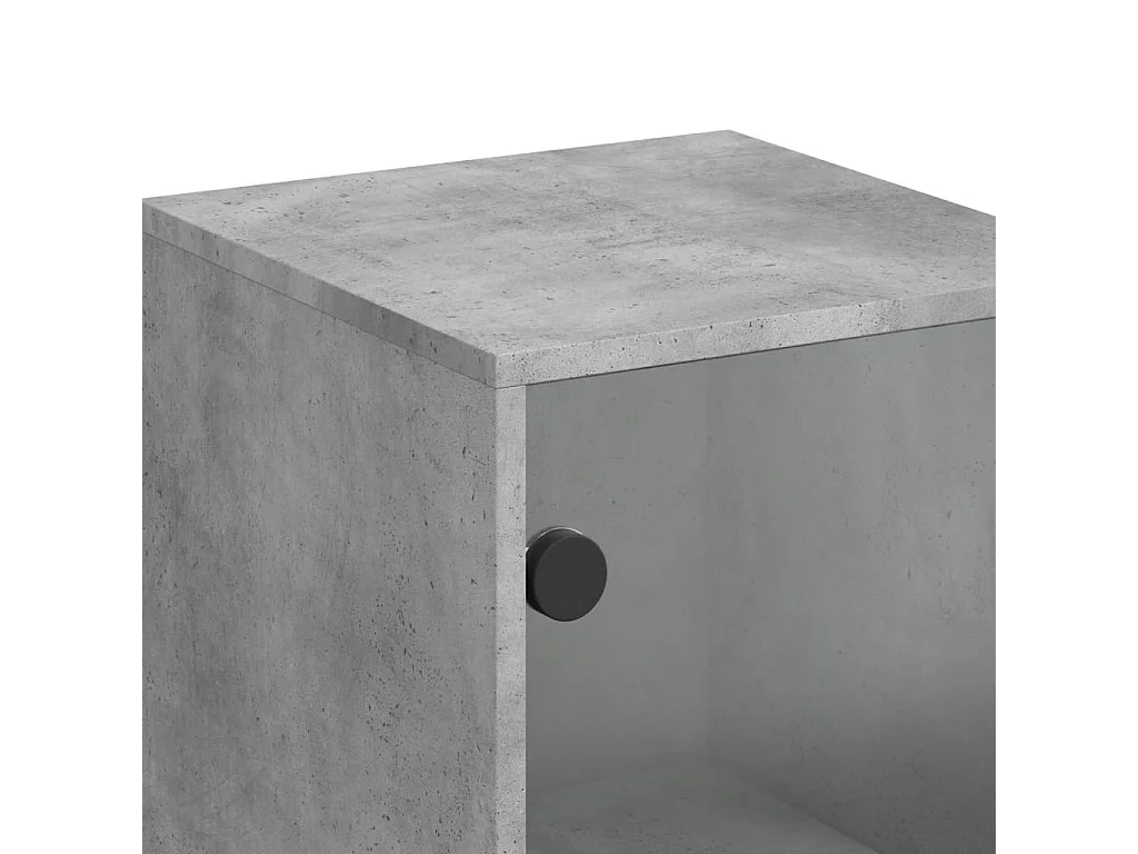 Armoire latérale avec porte en verre gris béton 35x37x100