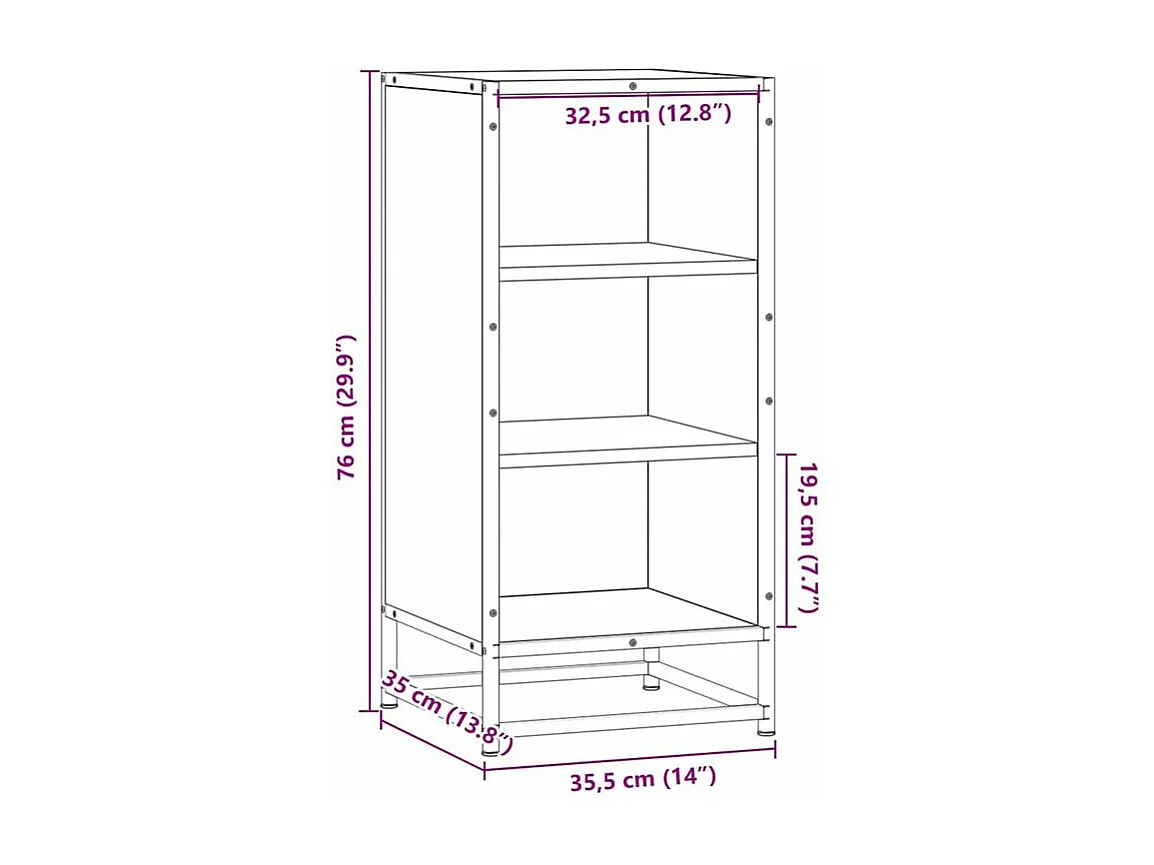 Buffet chêne sonoma 35,5x35x76 bois d'ingénierie et métal