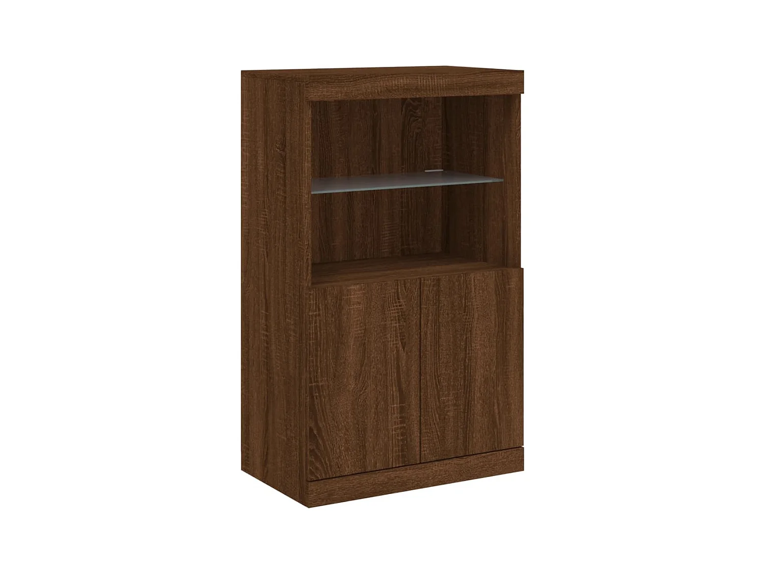 Petit meuble 2 portes et niches éclairage LED - Collection Arizona-Couleur Noyer