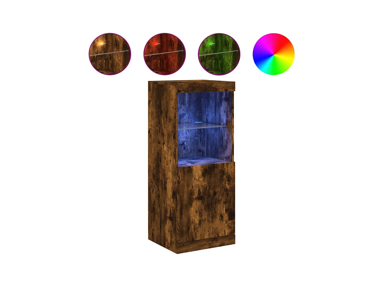 Buffet avec lumières LED chêne fumé 41x37x100