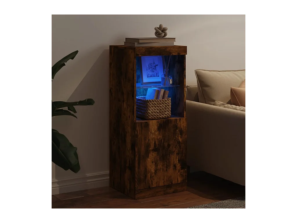 Buffet avec lumières LED chêne fumé 41x37x100