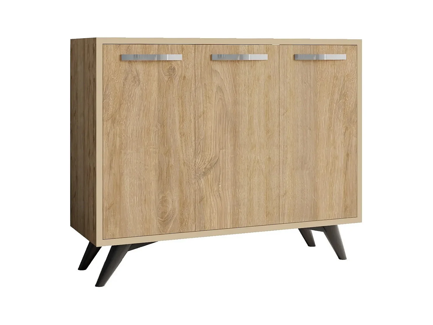 Petit buffet moderne chêne clair 3 portes Fabio 100cm