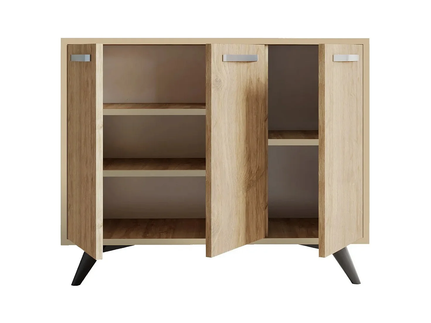 Petit buffet moderne chêne clair 3 portes Fabio 100cm