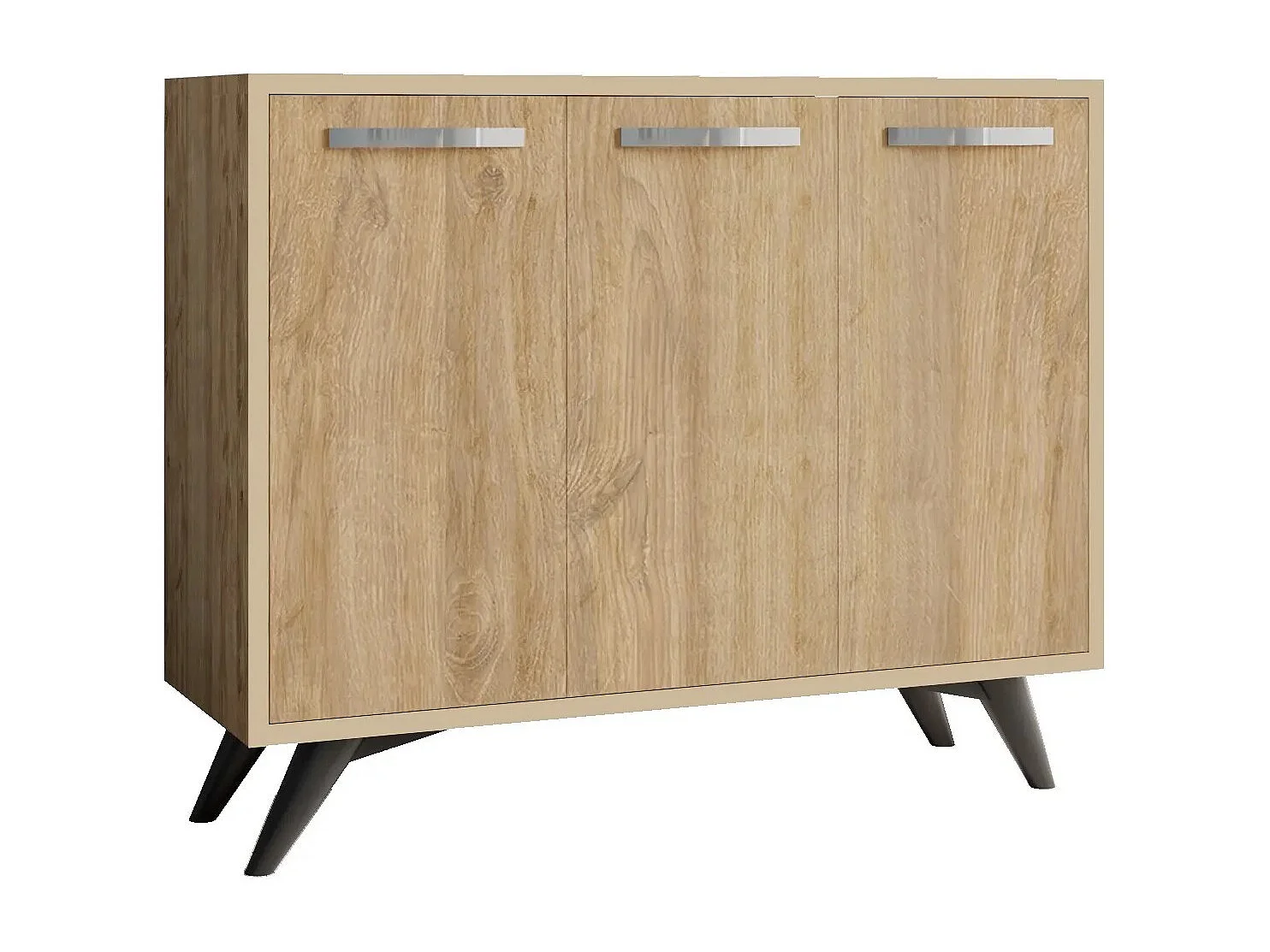 Petit buffet moderne chêne clair 3 portes Fabio 100cm