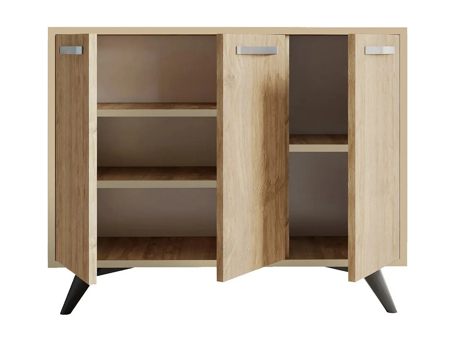 Petit buffet moderne chêne clair 3 portes Fabio 100cm