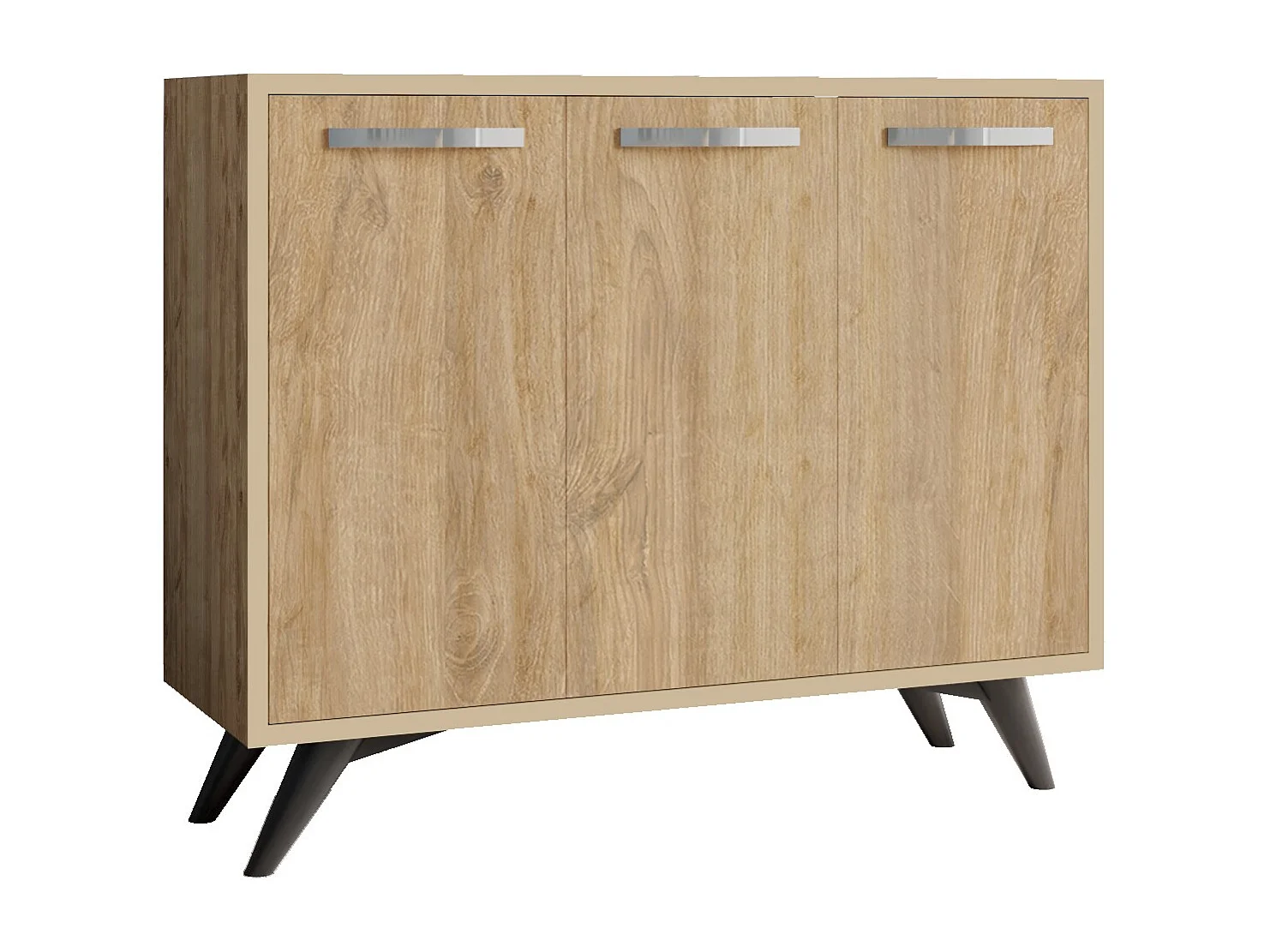 Petit buffet moderne chêne clair 3 portes Fabio 100cm