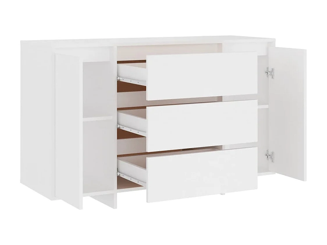 Petit buffet 2 portes 3 tiroirs 120cm – Modèle Camko-Couleur Blanc
