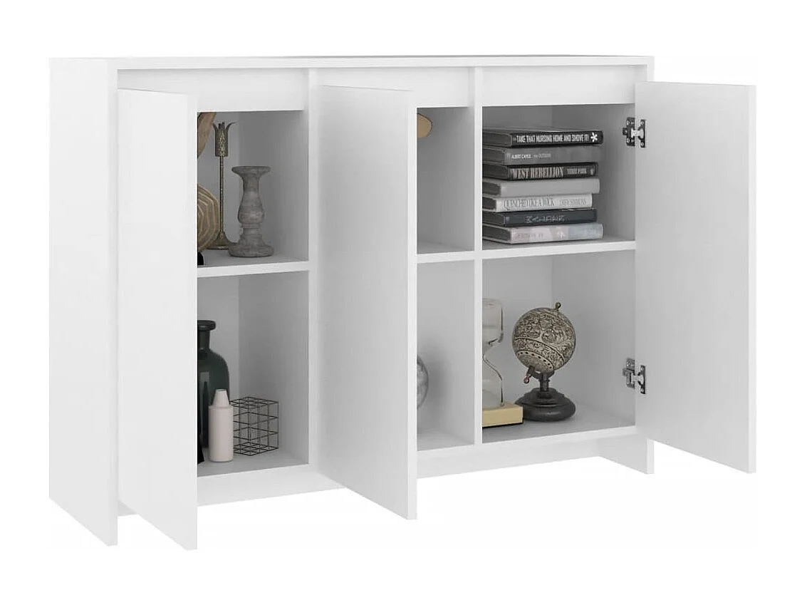 Petit buffet 3 portes 102cm – Modèle Kaola-Couleur Blanc