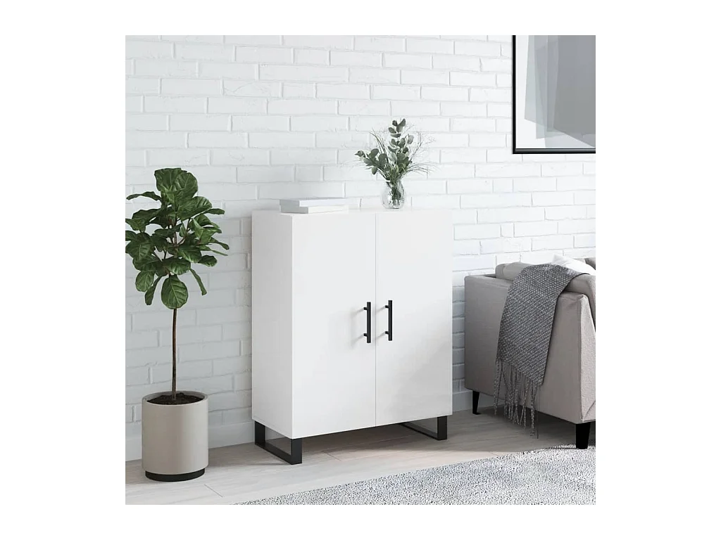 Buffet Blanc brillant 69,5x34x90 Bois d'ingénierie