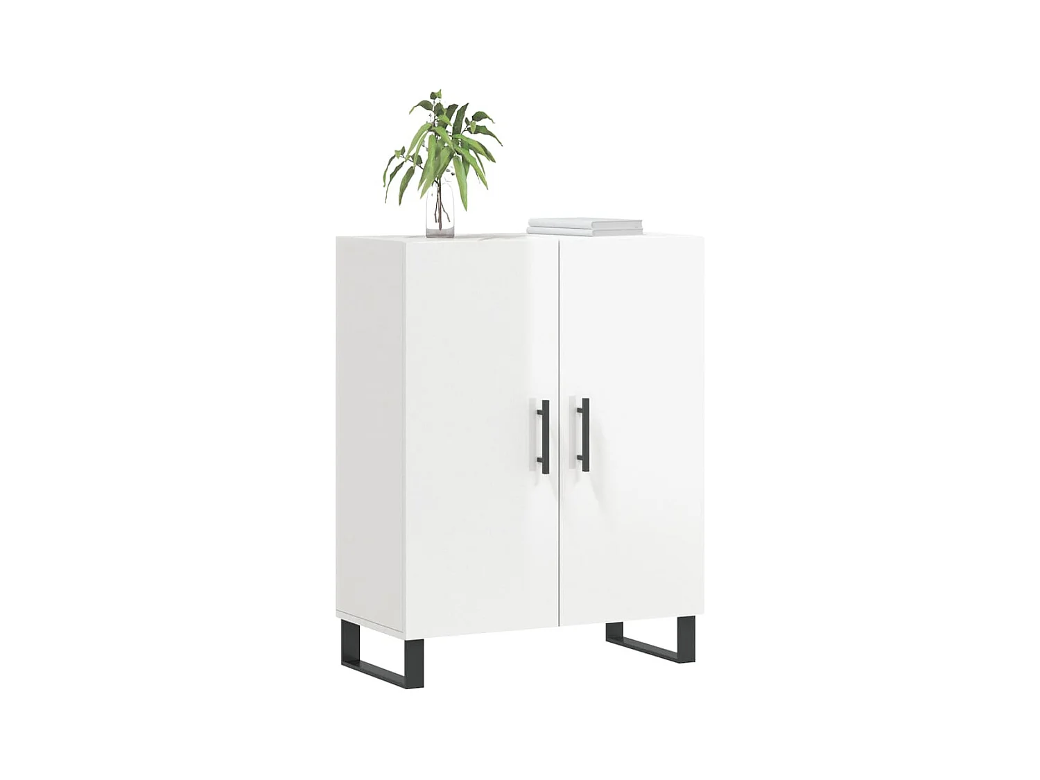 Buffet Blanc brillant 69,5x34x90 Bois d'ingénierie