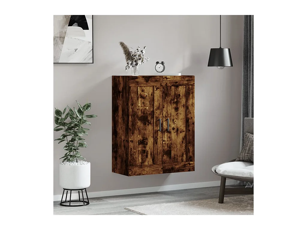 Armoire murale chêne fumé 69,5x34x90 bois d'ingénierie