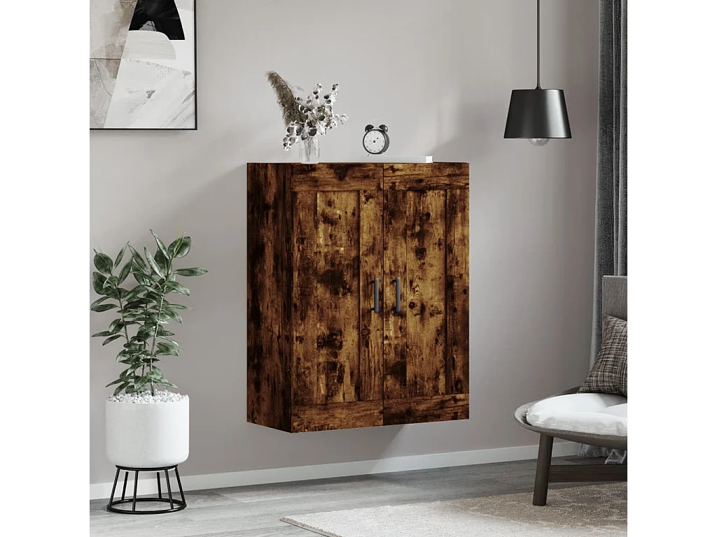 Armoire murale chêne fumé 69,5x34x90 bois d'ingénierie