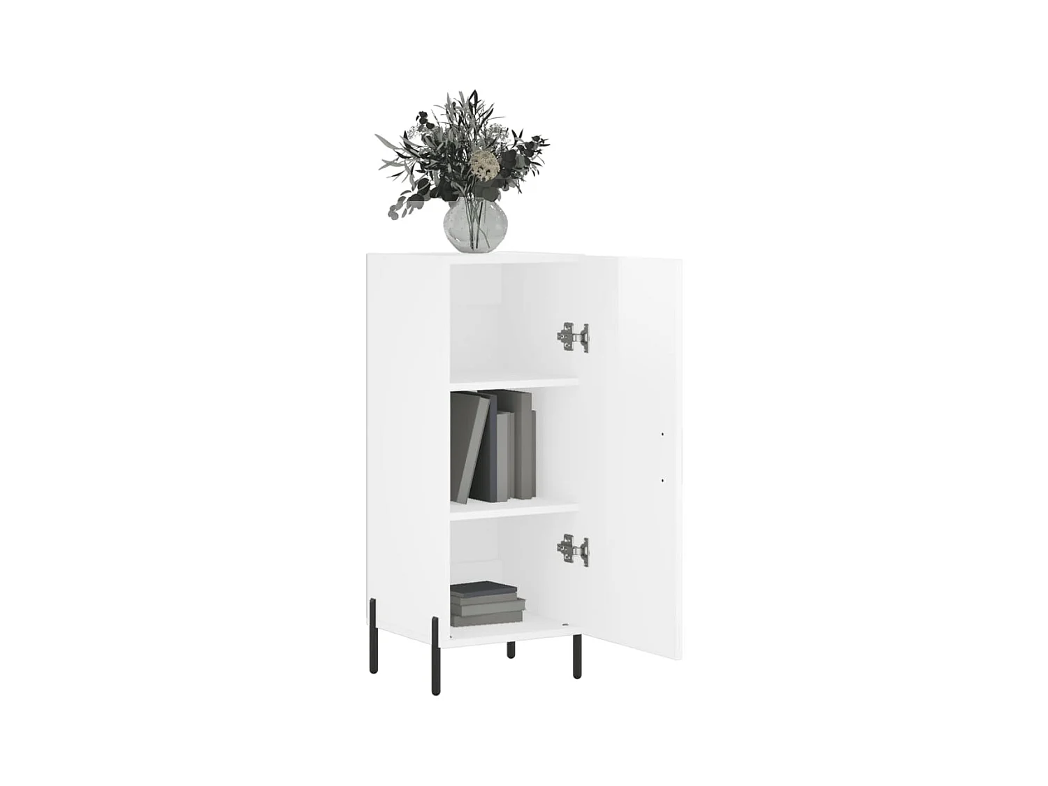 Buffet Blanc brillant 34,5x34x90 Bois d'ingénierie