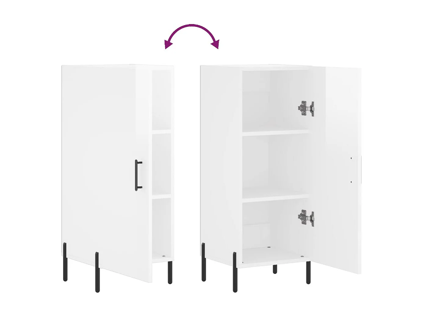 Buffet Blanc brillant 34,5x34x90 Bois d'ingénierie