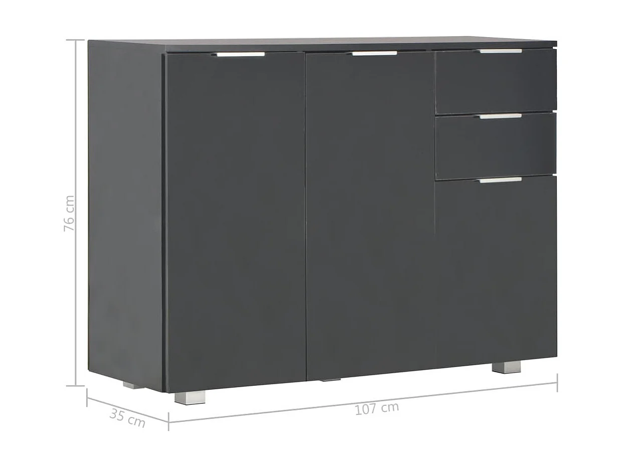 Buffet Noir brillant 107 x 35x76