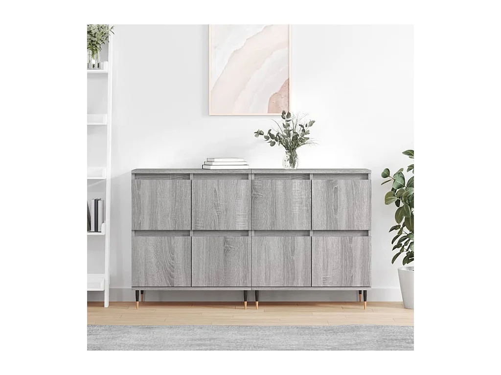 Buffets 2 pcs sonoma gris bois d'ingénierie