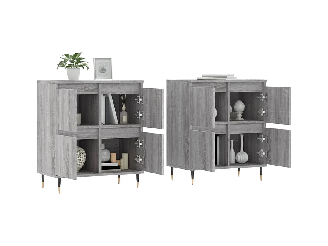 Buffets 2 pcs sonoma gris bois d'ingénierie