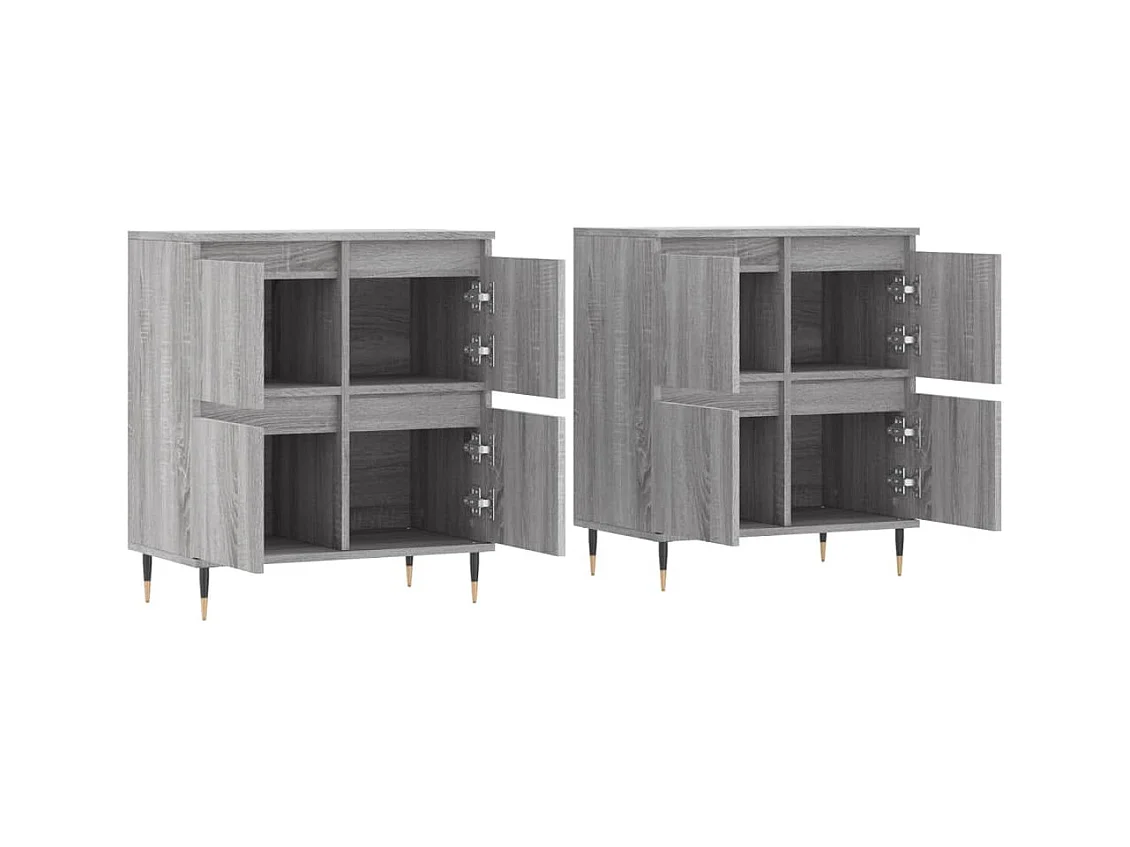 Buffets 2 pcs sonoma gris bois d'ingénierie
